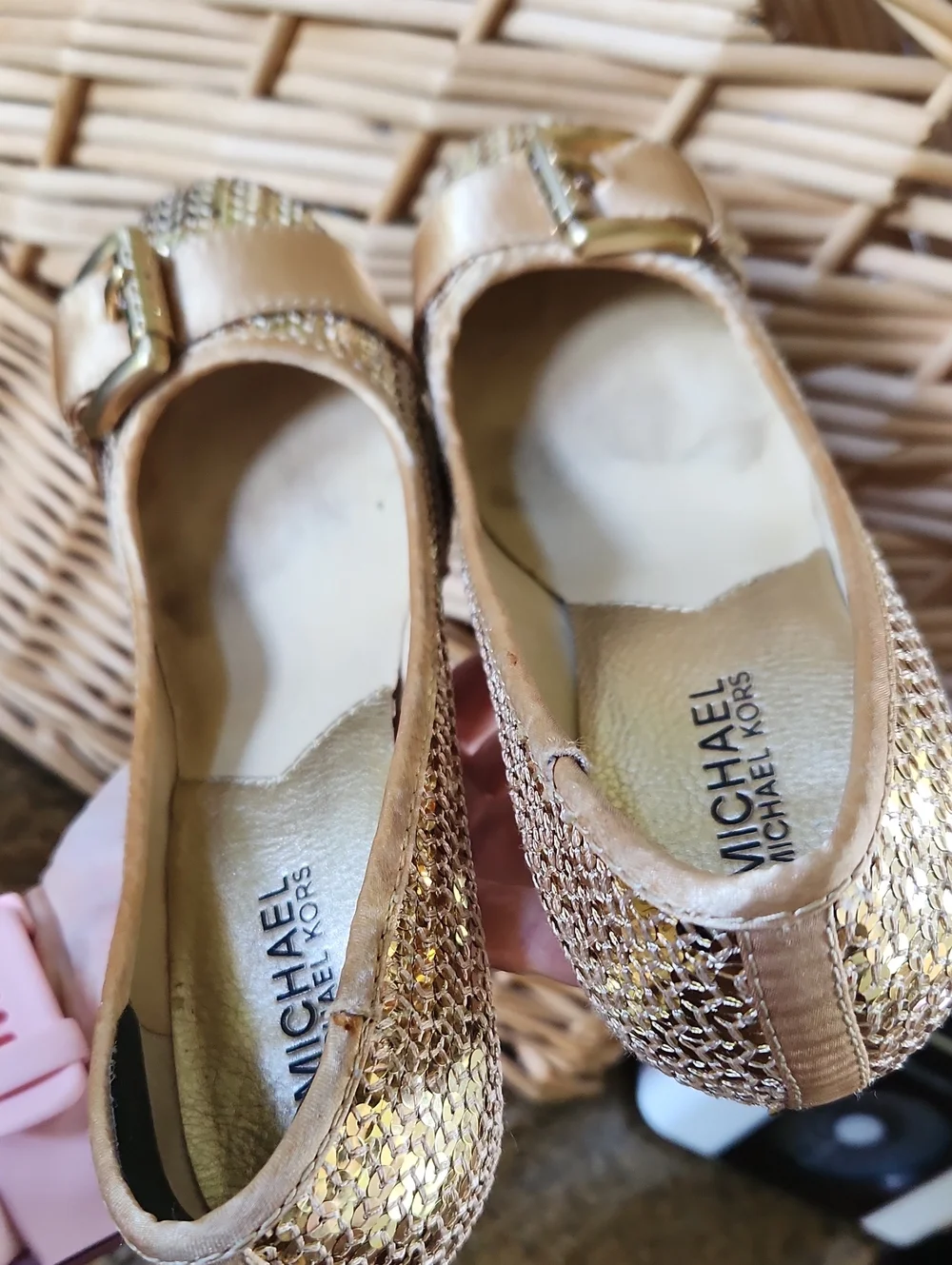 Gold sz 7 Glamorous Sequined Heels Shoes Party